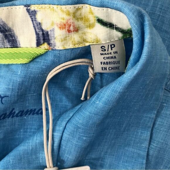 TOMMY BAHAMA SEA GLASS CAMP SHIRT IN BLUE YONDER Linen Men’s Size Small NWT - Picture 4 of 9